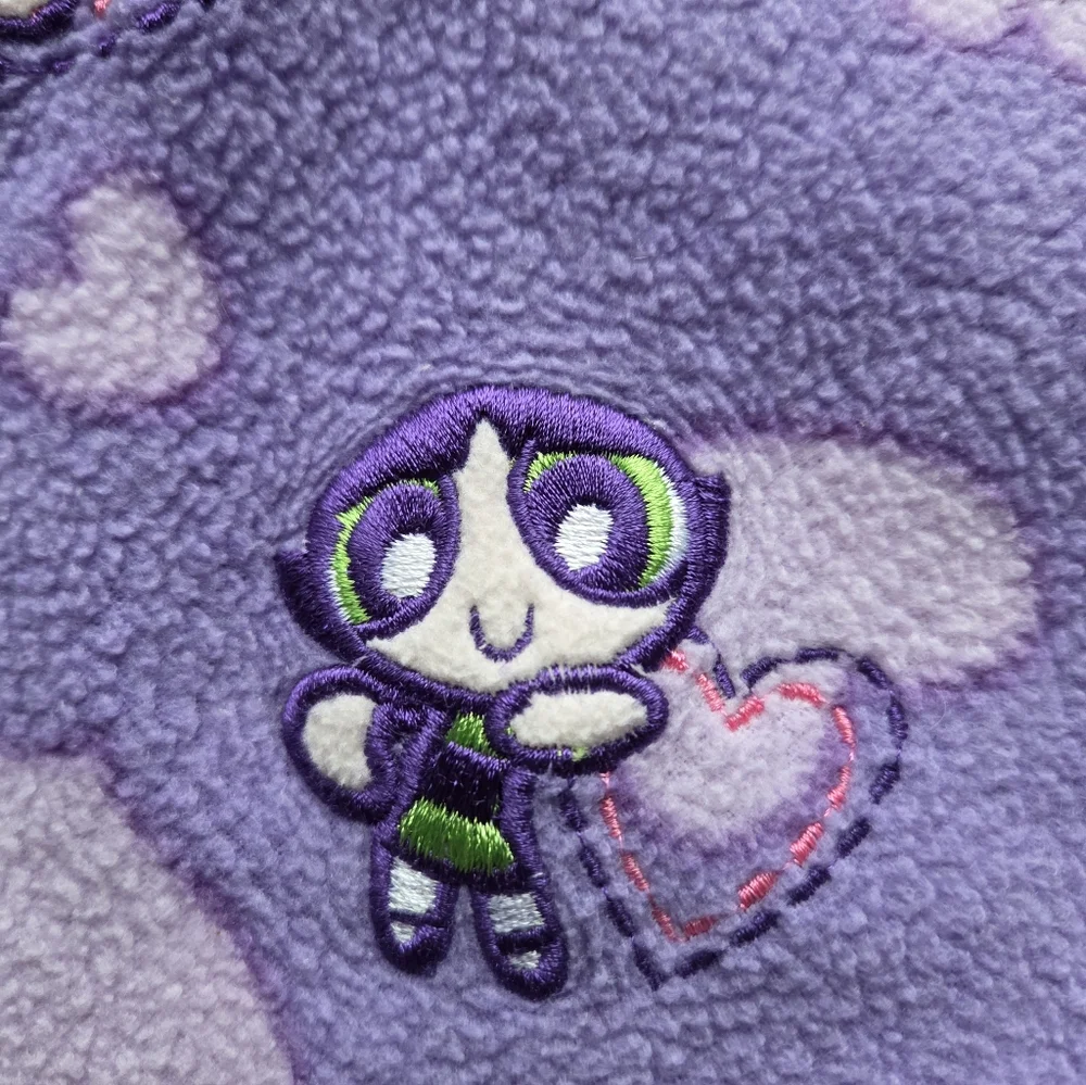 Cartoon Network Purple Powder Puff Girls Half Zip Fleece with Embroidered Detail